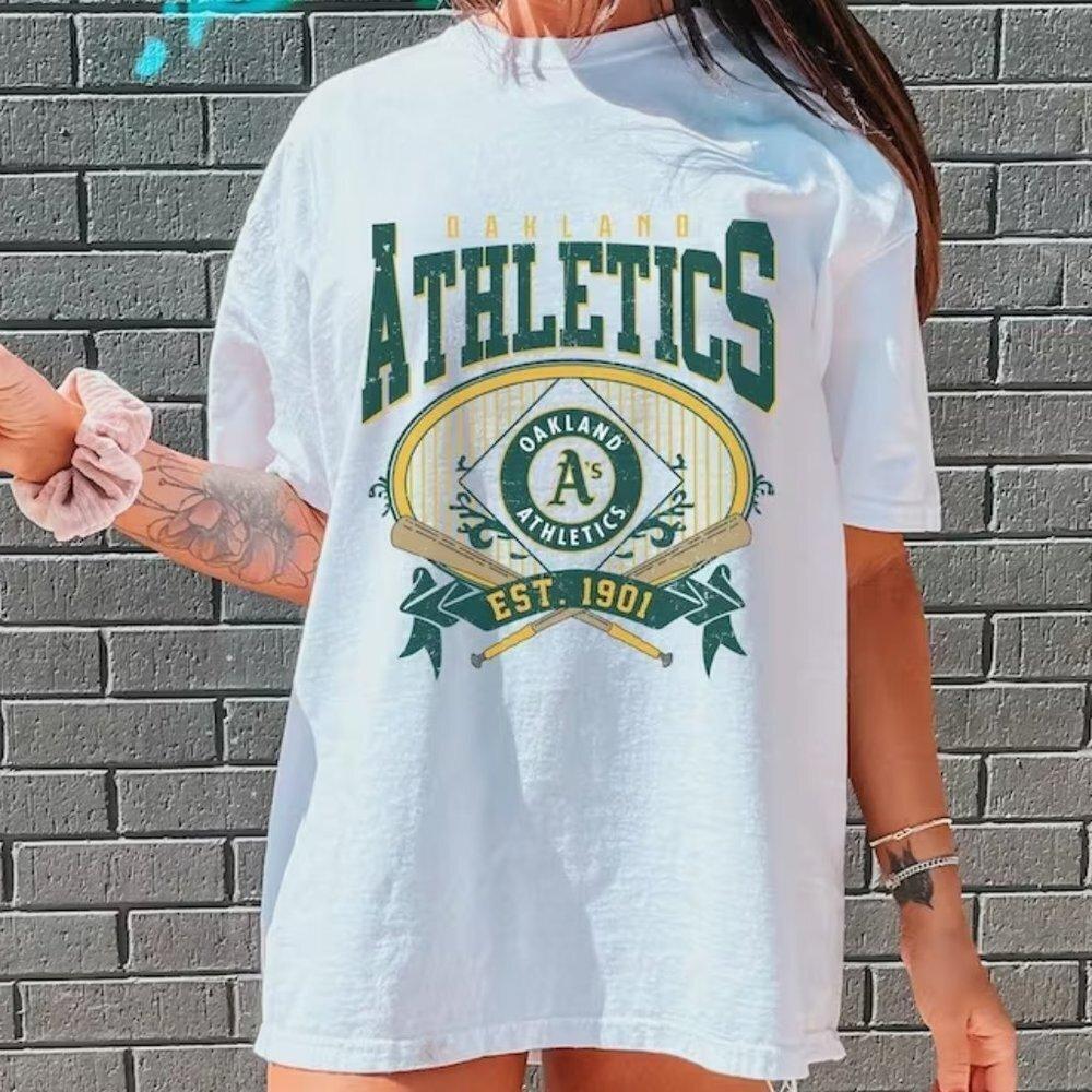 Oakland Athletics Est 90 Baseball Retro Graphic Fan T Shirt